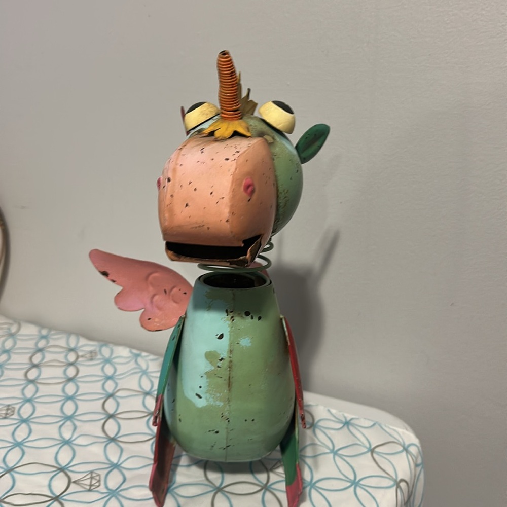 Colorful Metal Unicorn Sculpture some rust - Picture 4 of 8